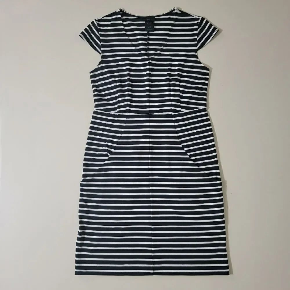 Mossimo Black Stripe V-neck Casual Fitted Dress